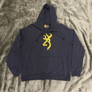 Mens Browning Buckmark Heritage Sweatshirt Hoodie Black with Gold Size XL